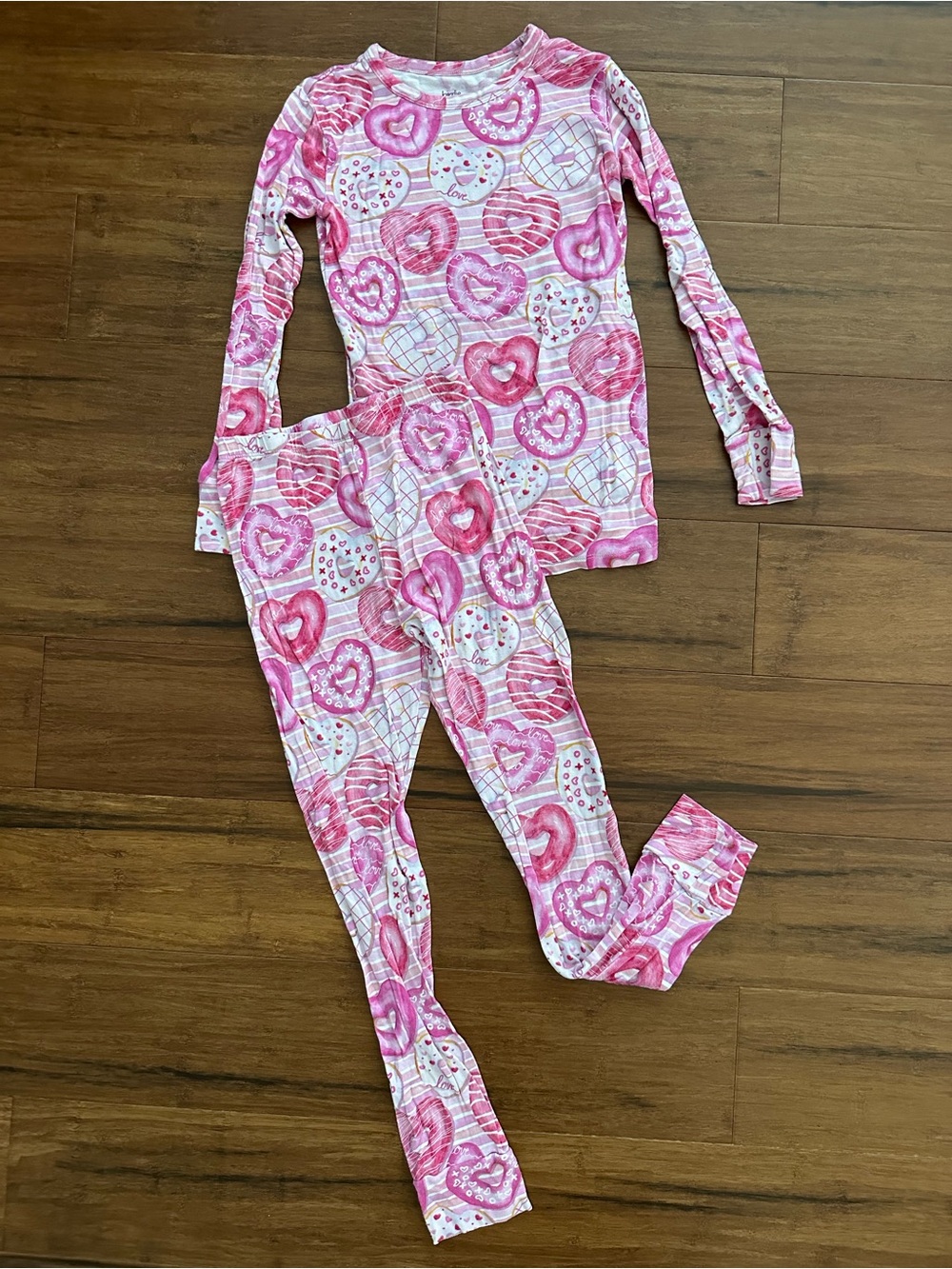 Birdie Bean Bamboo Girls Pink Heart-Print Long Sleeve Pajama Set